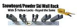 Snowboard/Powder Ski Rack (Wall Mount) with 5 Locks Included