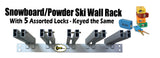 Snowboard/Powder Ski Rack (Wall Mount) with 5 Locks Included