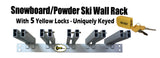 Snowboard/Powder Ski Rack (Wall Mount) with 5 Locks Included
